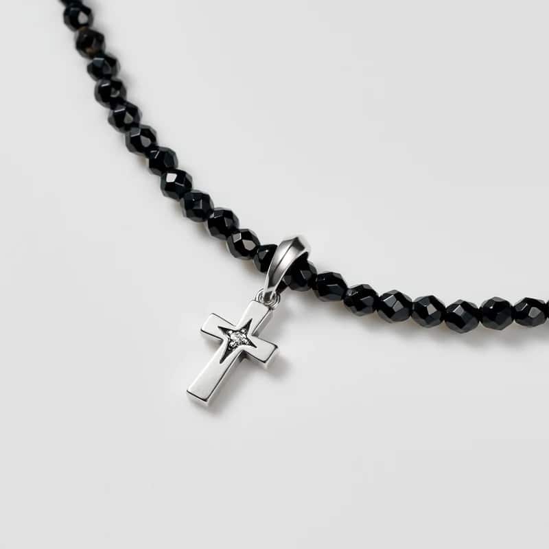 BLACK FREQUENCY w/CROSS NECKLACE
