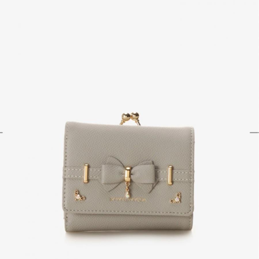 アクセントリボン 折財布 ブラック 0