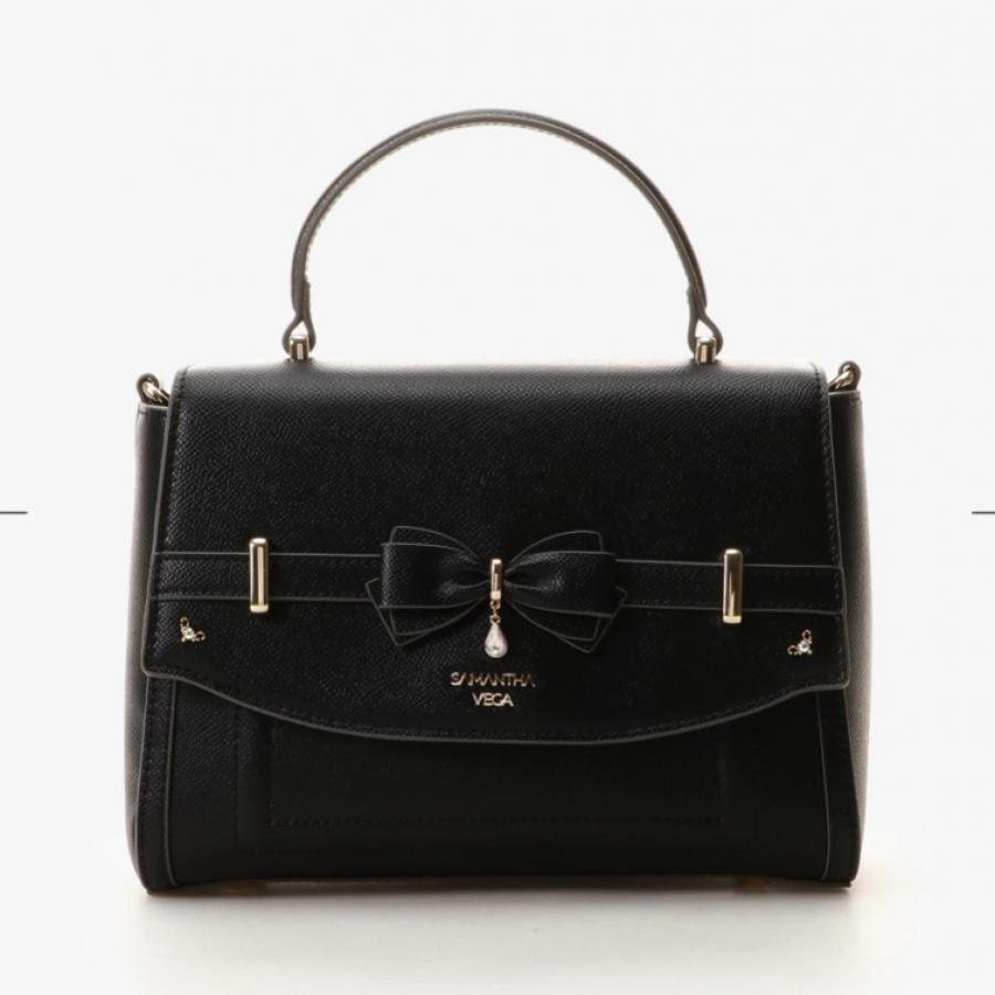 アクセントリボンショルダーバック ブラック 0