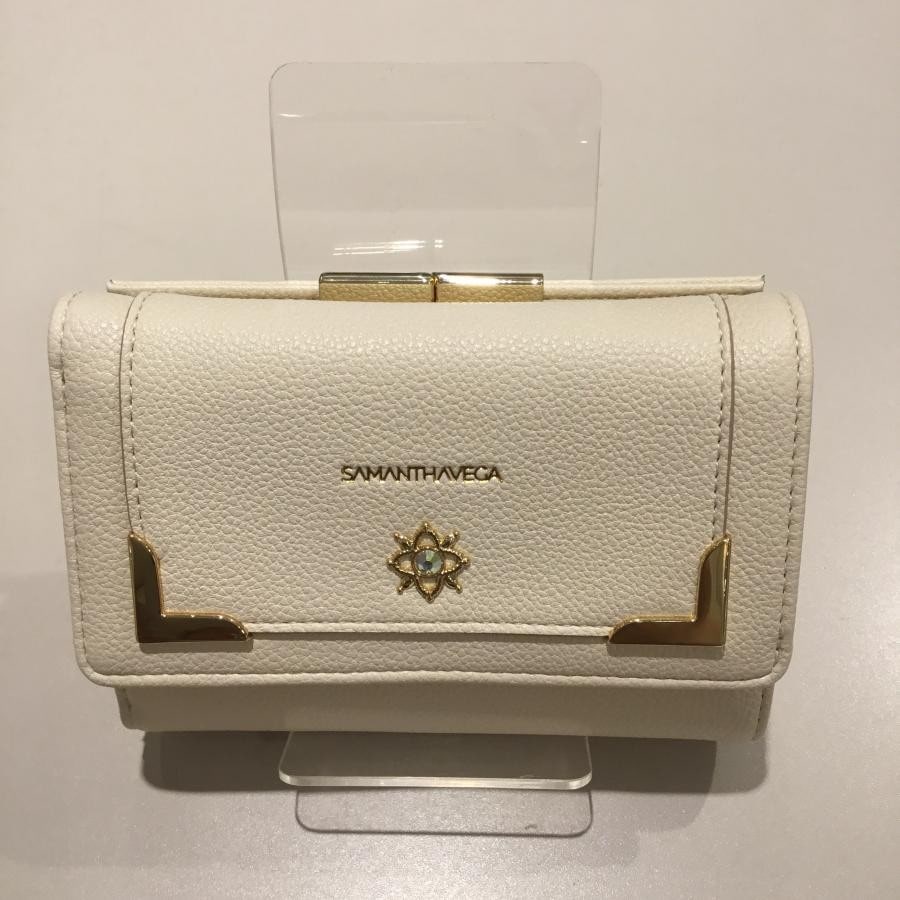 シンプルビジュー折財布 ピンクベージュ 0