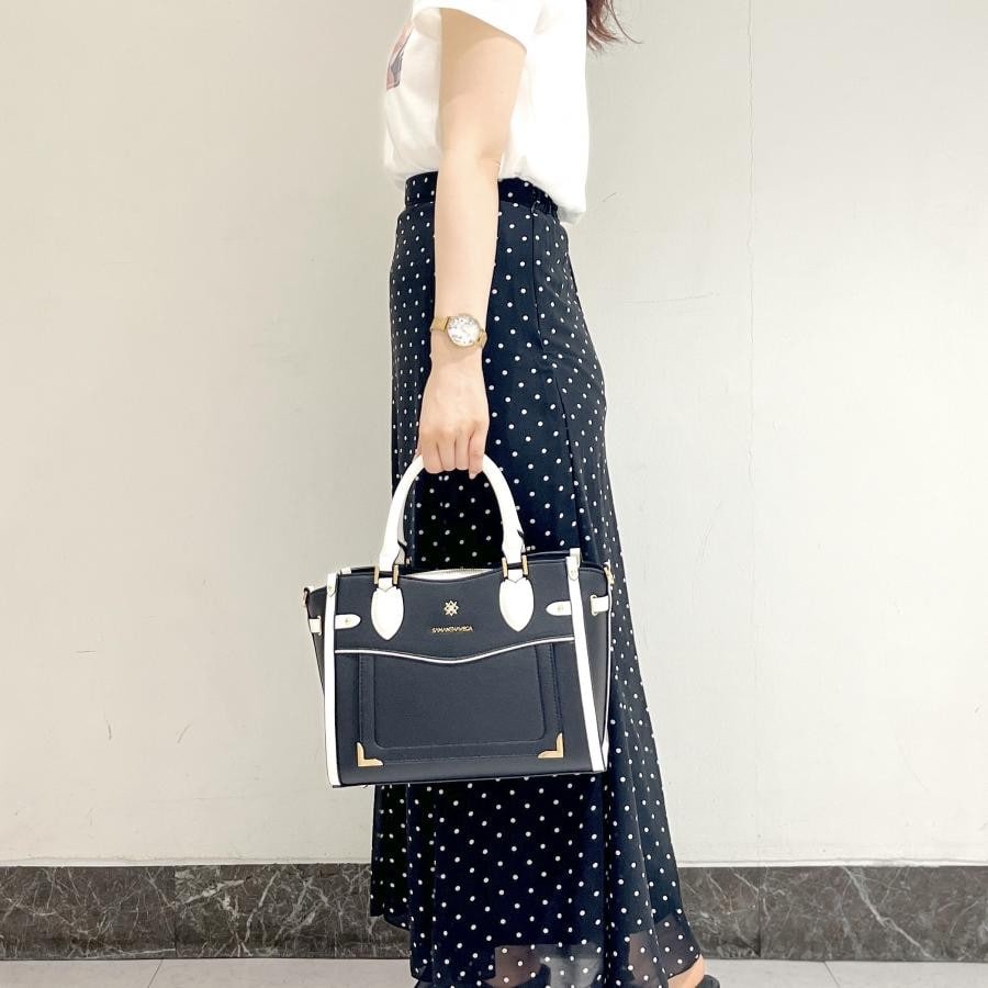 シンプルビジューハンドバッグ オフホワイト 0