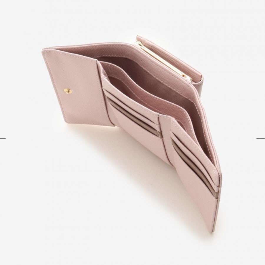 ソリッドリボン折財布　【ピンクベージュ】 ピンクベージュ 0