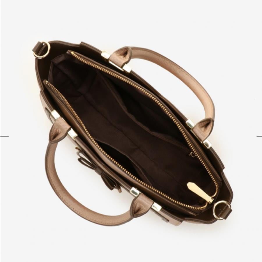 ソリッドリボントートバッグ ピンクベージュ 0