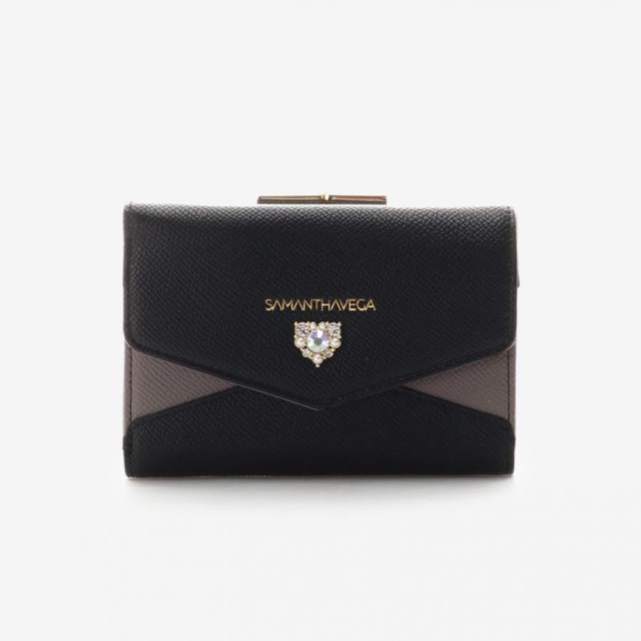 再入荷！！ハートビジュー付き折財布【ブラック】 ブラック 0