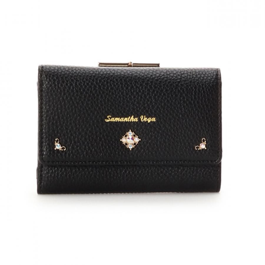 【再入荷】シンプルビジュー折財布 ブラック 0