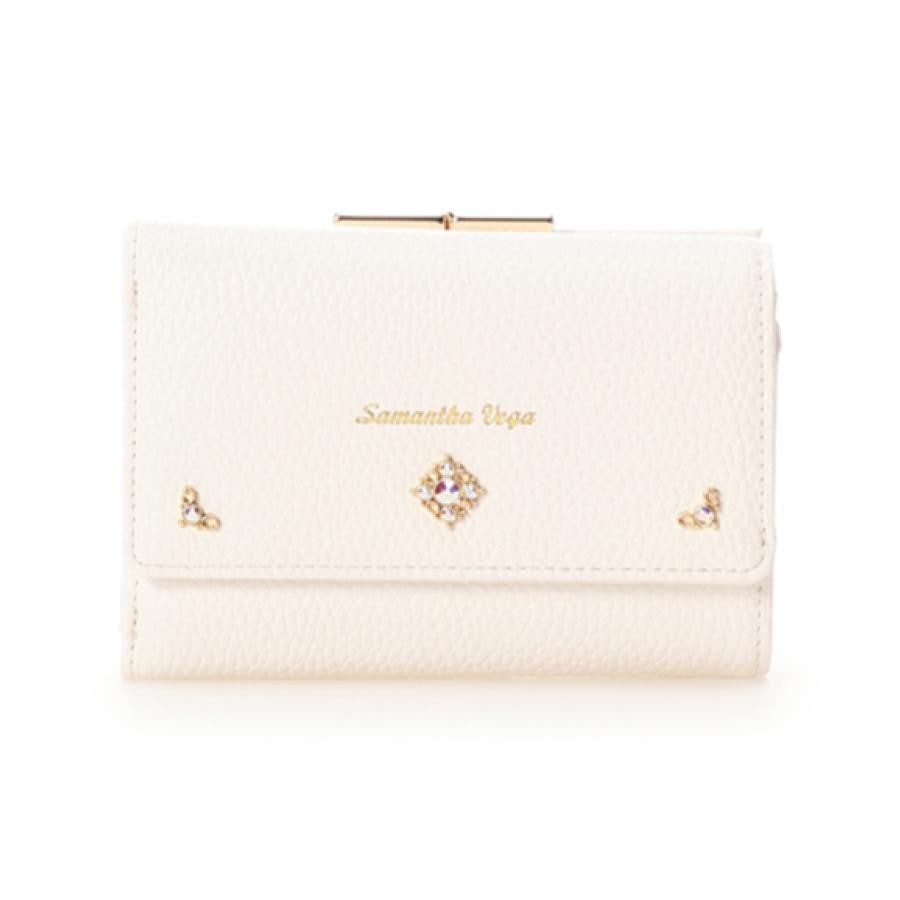 【再入荷】シンプルビジュー折財布 ピンク 0