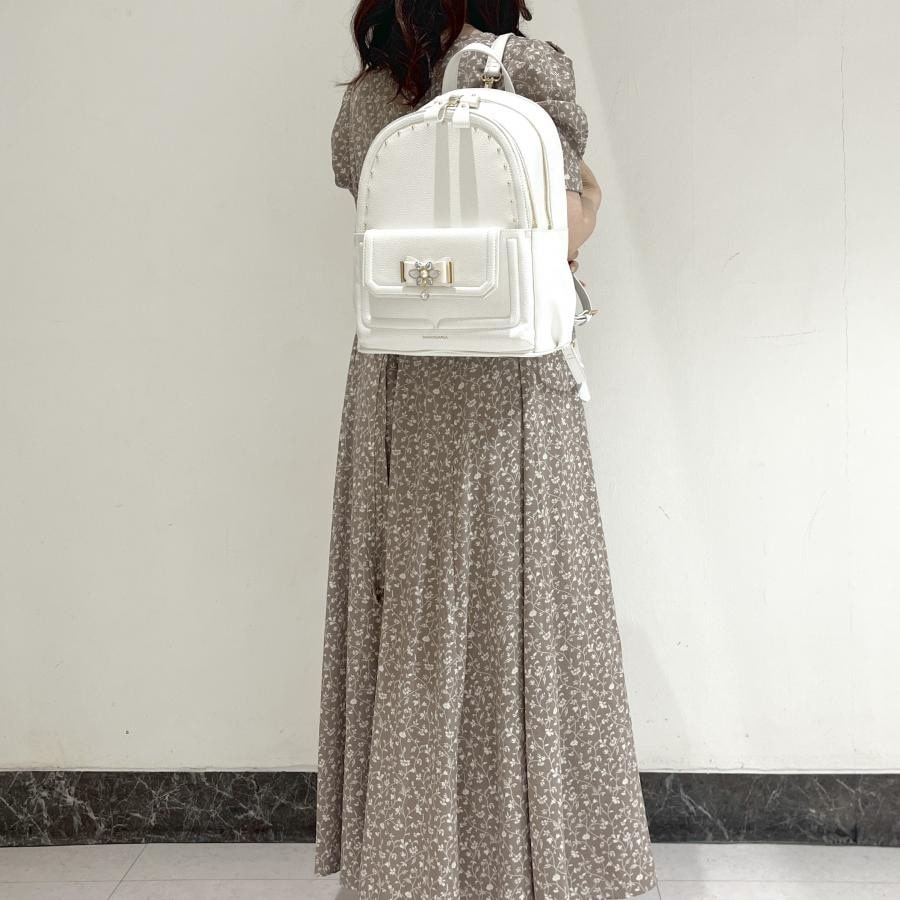 ビジューリボンリュック(大) ホワイト 0