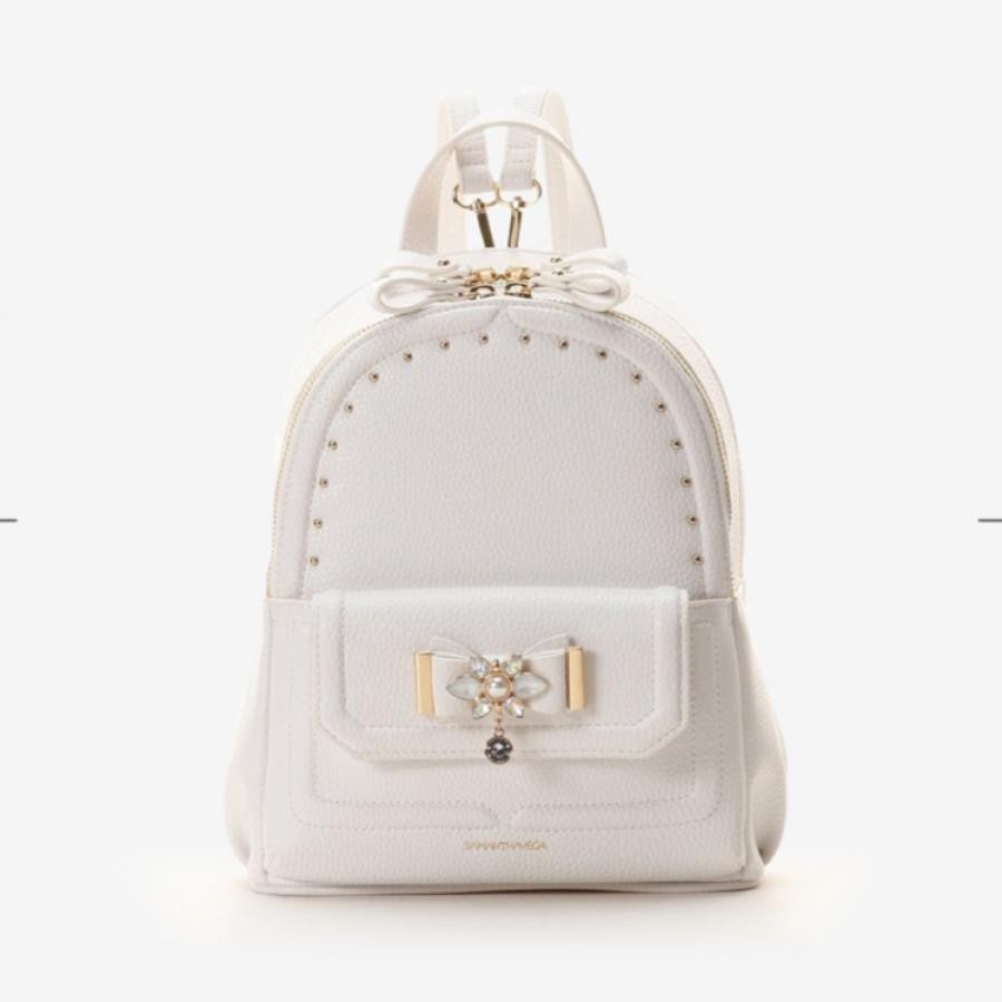 ビジューリボンリュック(小) ホワイト 0