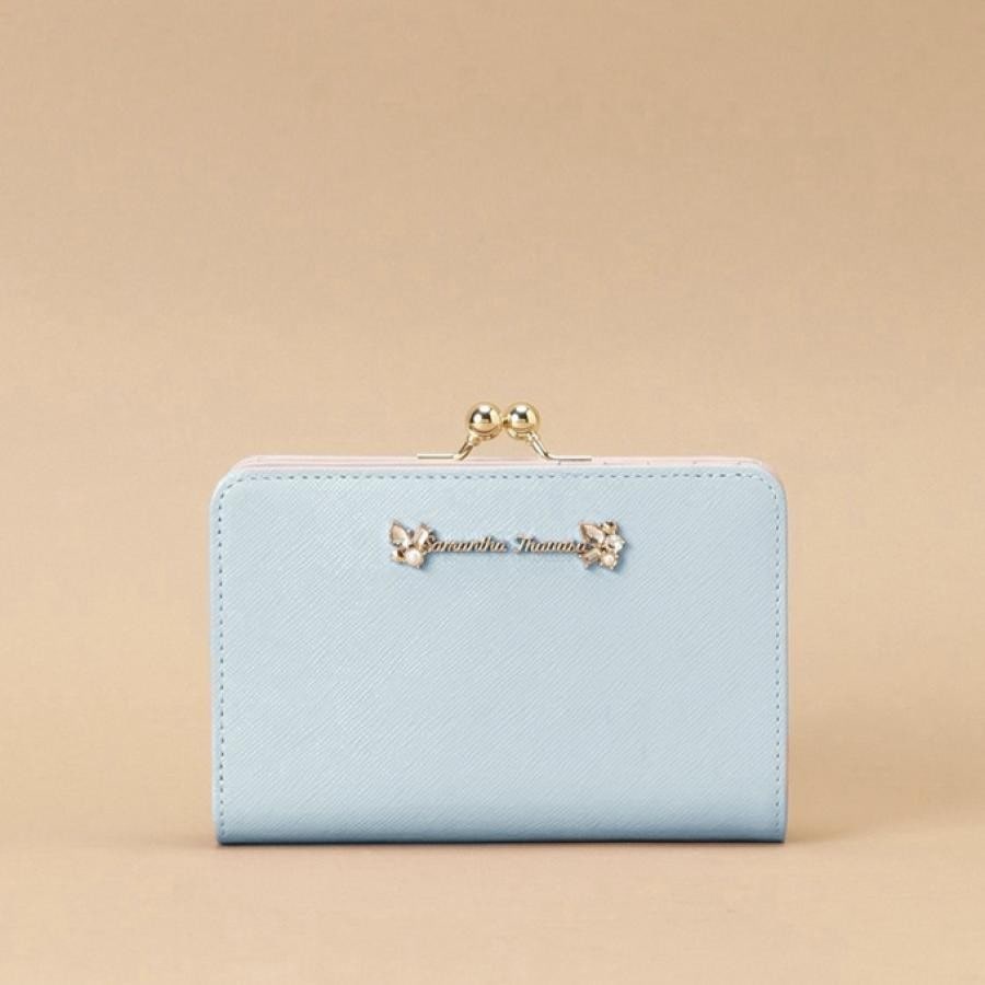 ラメレザービジュー 口金折財布 ブラック 0