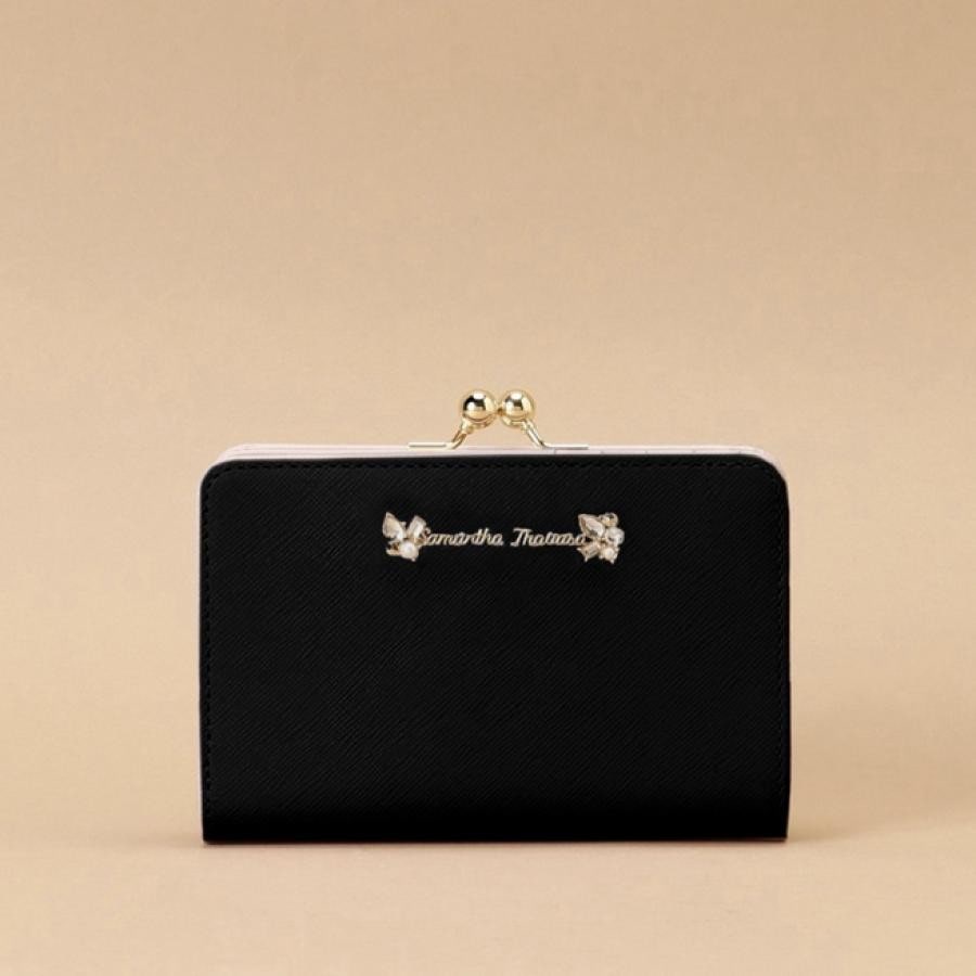 ラメレザービジュー 口金折財布 ホワイト 0