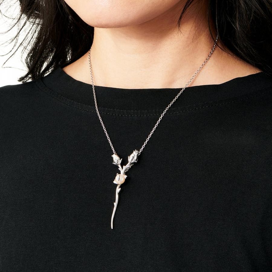 HOLY ROSES ネックレス BLACKENED/WHITE PEARL 45cm