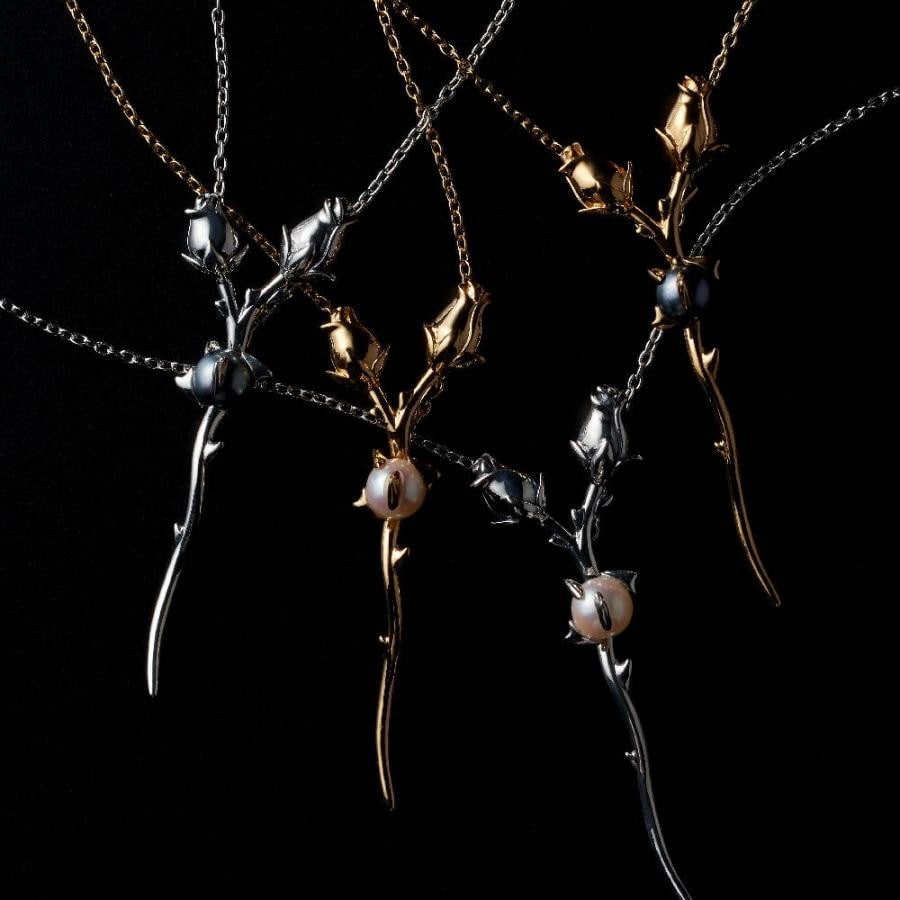 HOLY ROSES ネックレス GOLDFINISH/BLACK PEARL 40cm