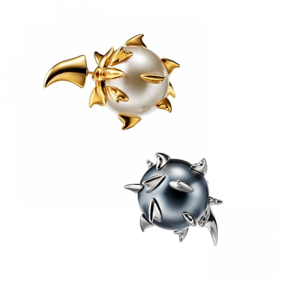 WICKED THORN ピアス GOLDFINISH/WHT