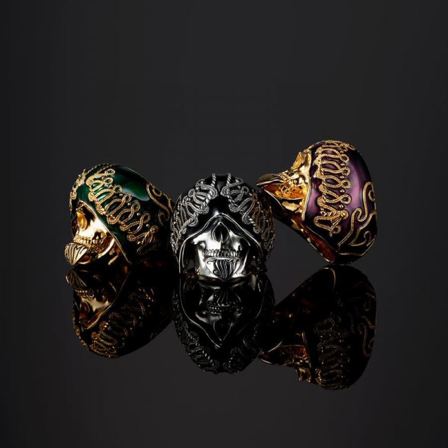 GYPSY SKULL リング GOLDFINISH/PURPLE 15号