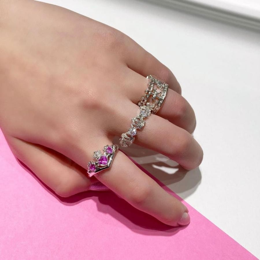 CHERISHW/STONE リング BLACKENED/CLEAR M(13号)