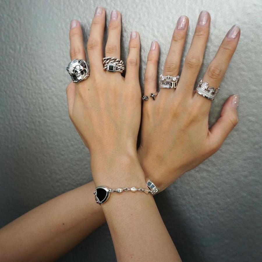 CHERISHW/STONE リング BLACKENED/CLEAR M(13号)