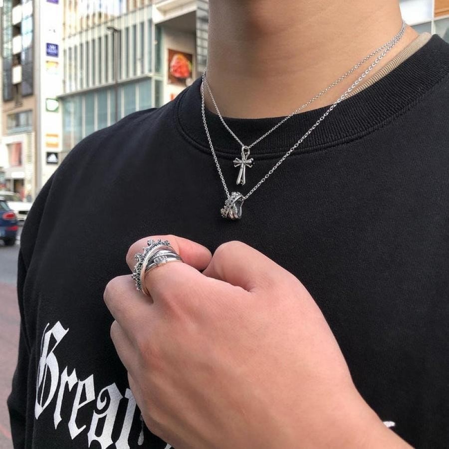 PHANTOM CROSS ネックレス GOLDFINISH/BLACK 40cm