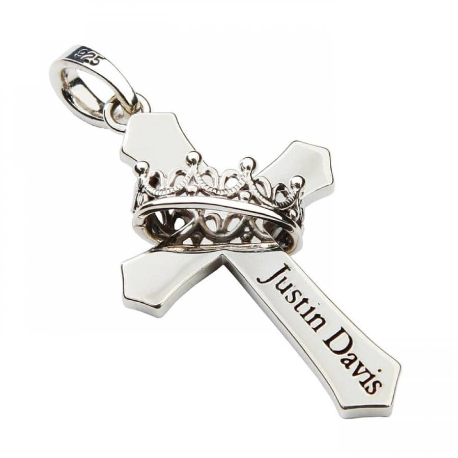 CROSS WITH CROWN/STONE ペンダント BLACK