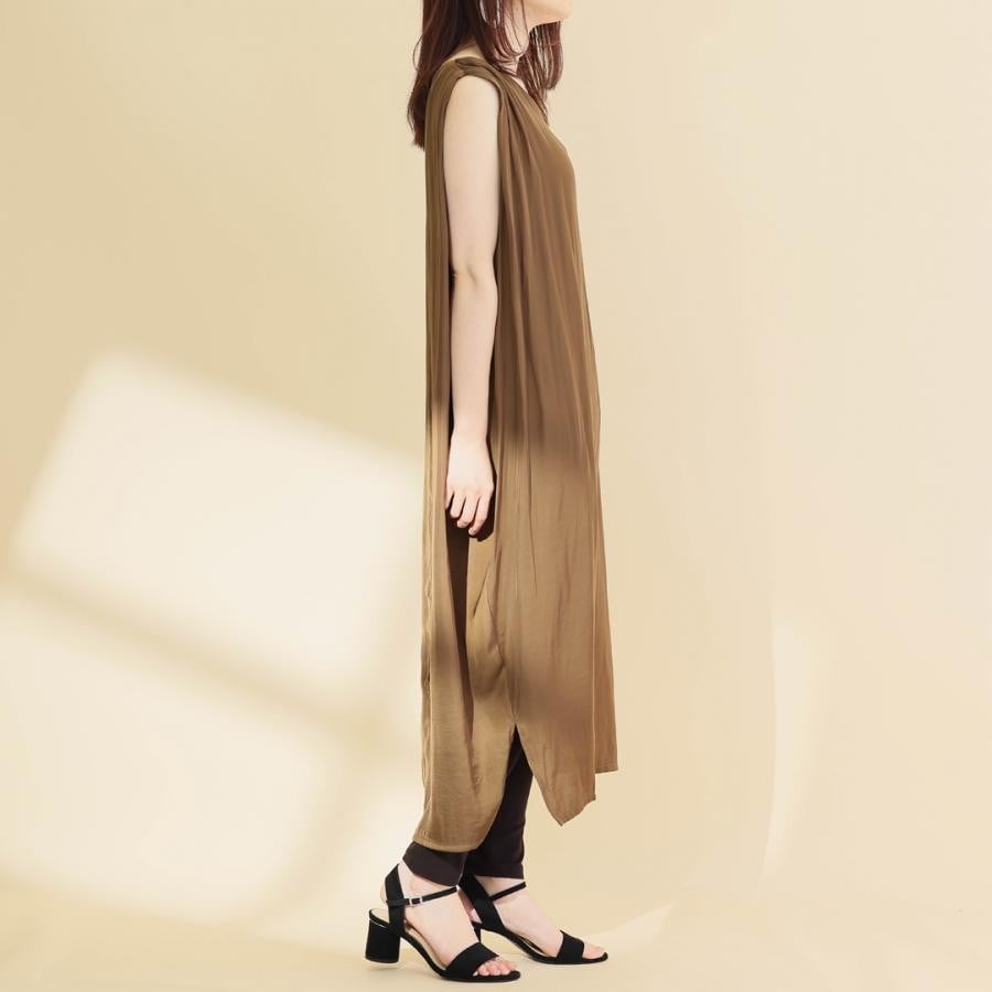 ベルト付きマキシワンピース キャメル F