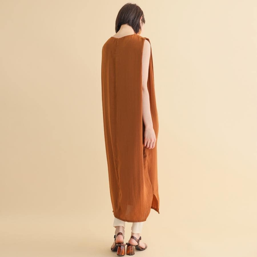 ベルト付きマキシワンピース キャメル F