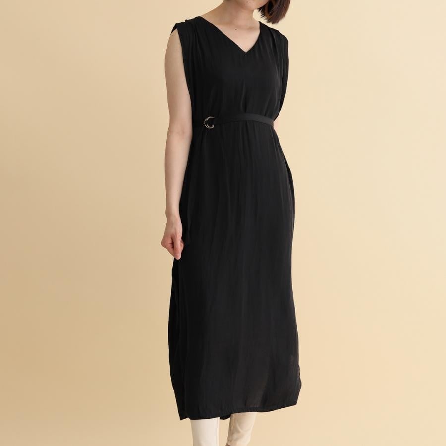 ベルト付きマキシワンピース キャメル F