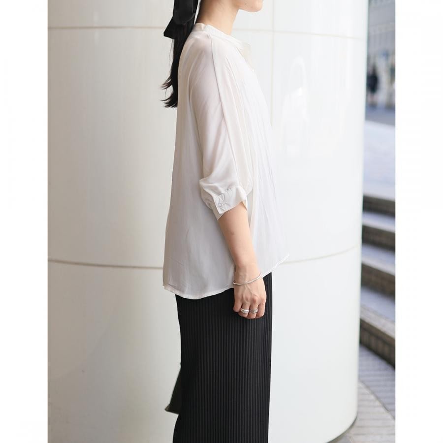 サテンドルマントップス ホワイト F