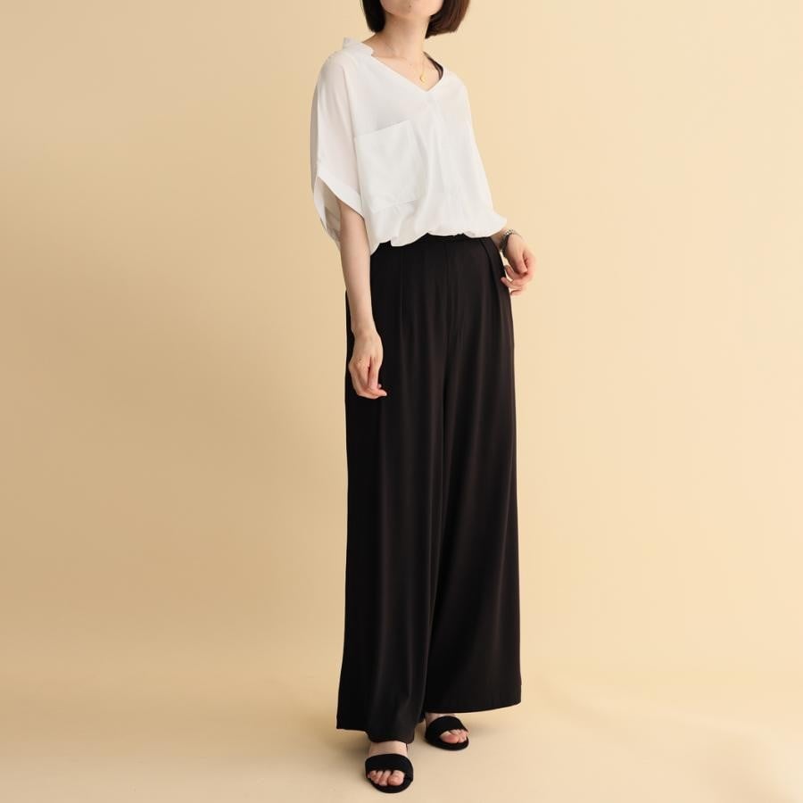 うるすべシリーズのワイドパンツ 黒 F