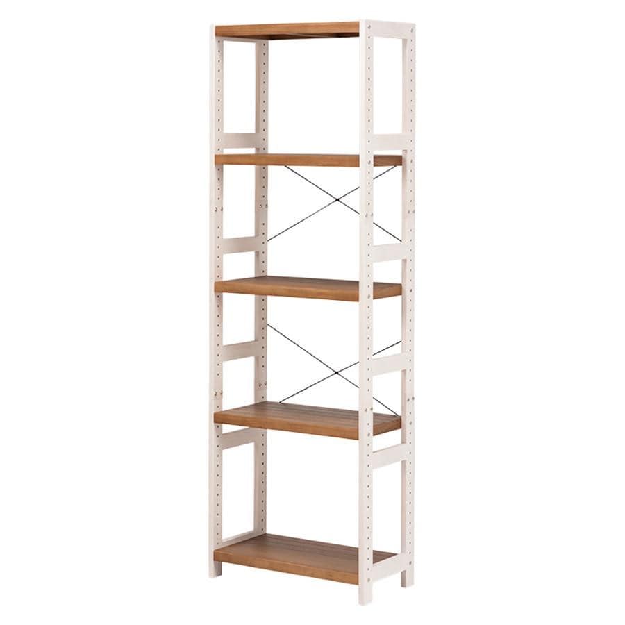 5段ラック×60cm幅 ホワイト×ライトブラウン