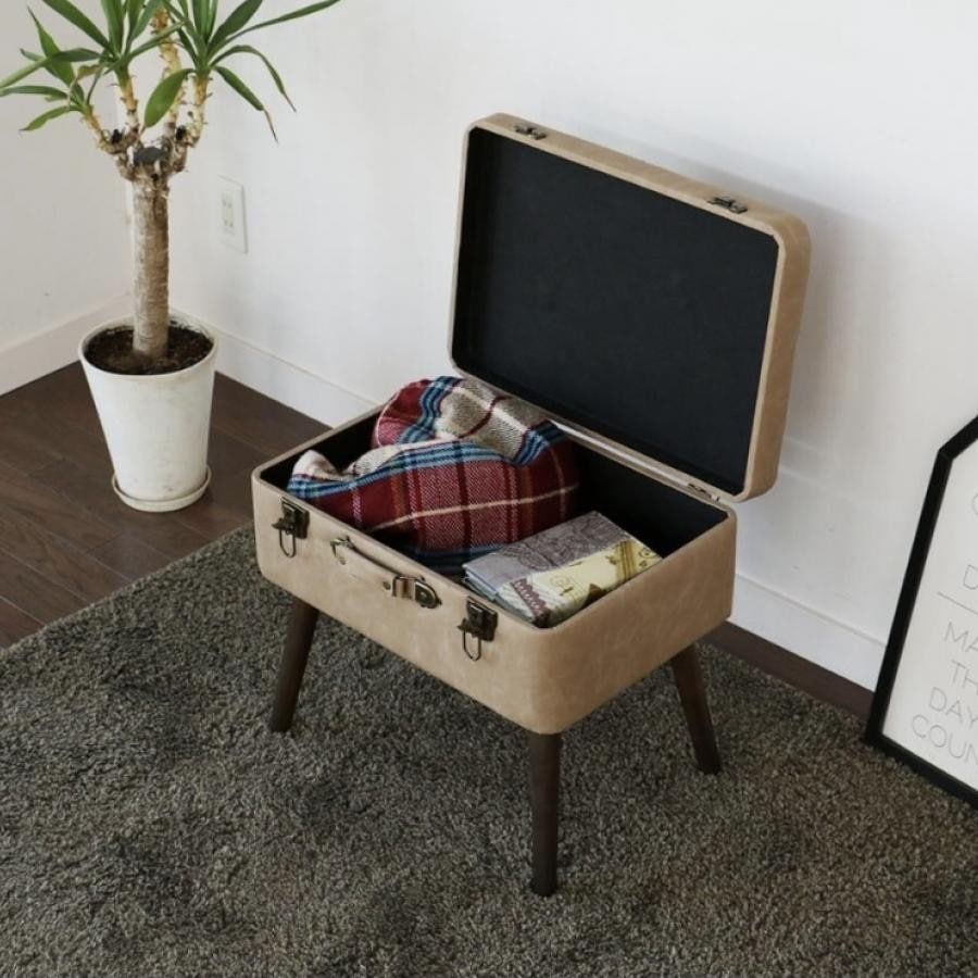 ピックスツール〈合皮〉 ブラウン×アイボリー