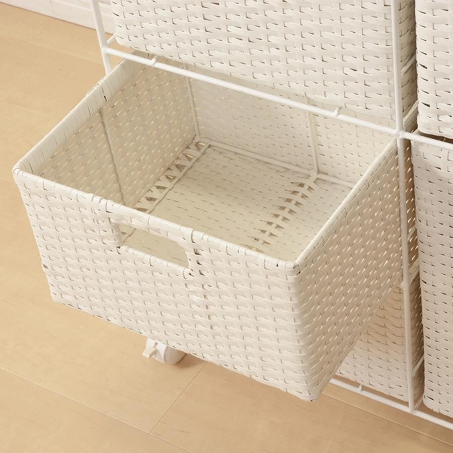 キャスター付ワイドローランドリーラック ダークブラウン