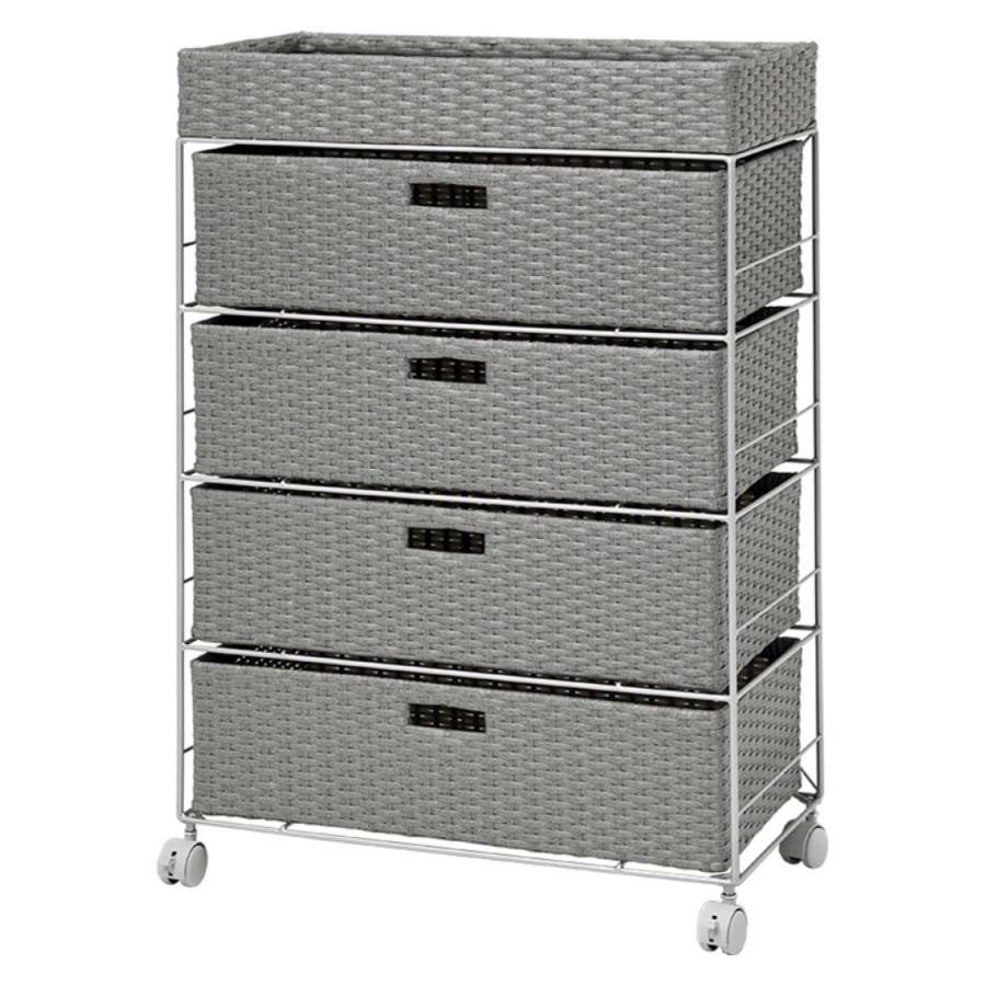 キャスター付ランドリーラック（幅60cm） ダークブラウン