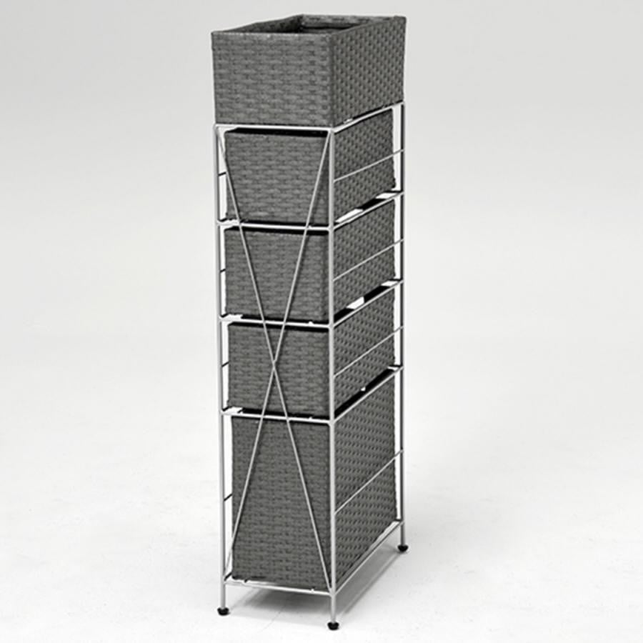 スリムランドリーラック4段（幅20cm） グレイ