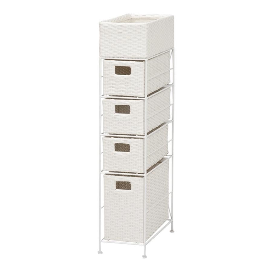 スリムランドリーラック4段（幅20cm） ホワイト