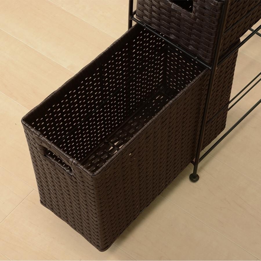 スリムランドリーラック3段（幅20cm） ダークブラウン