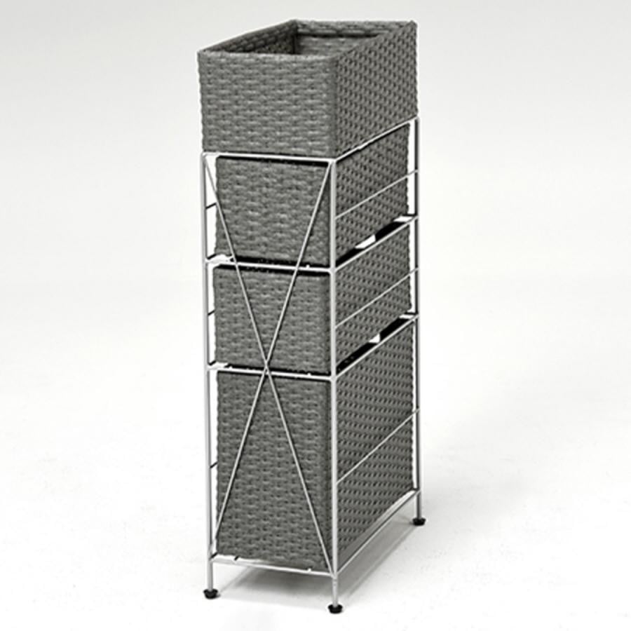 スリムランドリーラック3段（幅20cm） グレイ