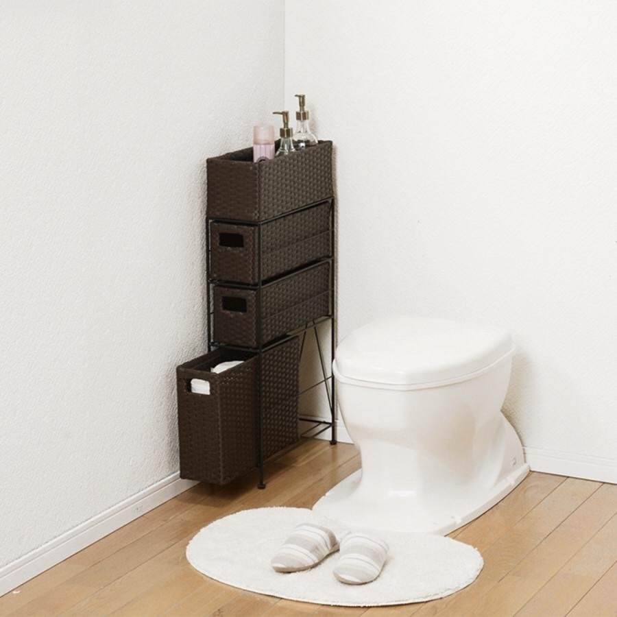 スリムランドリーラック3段(幅15cm) グレイ