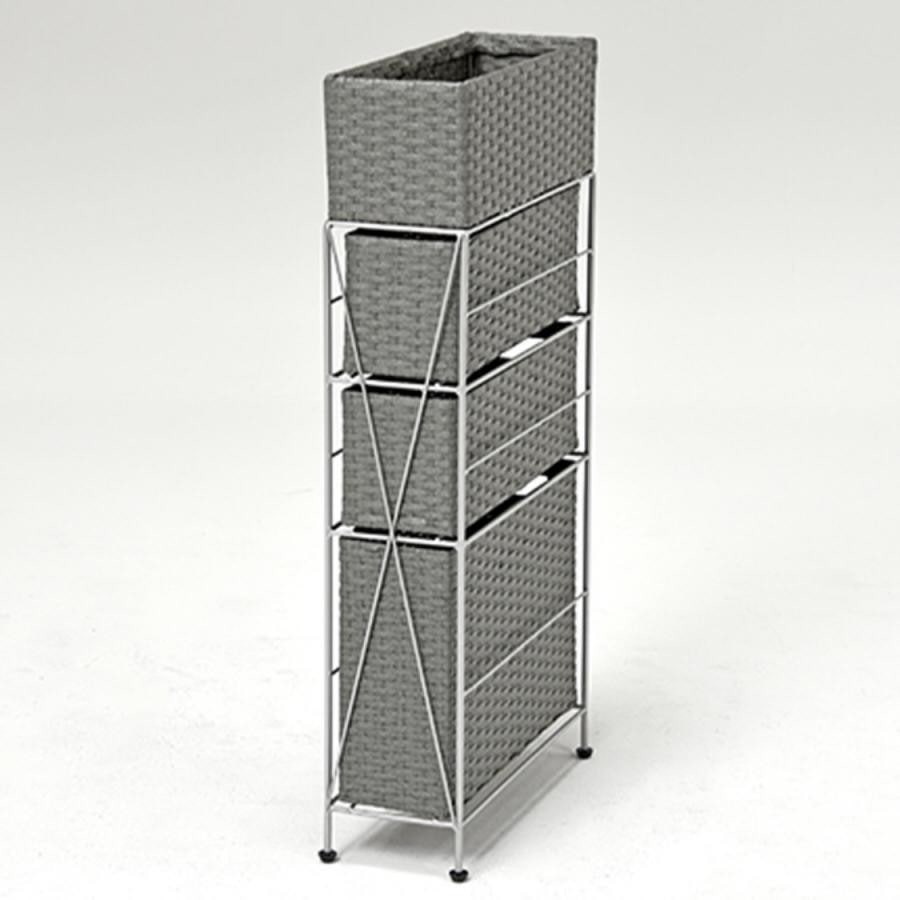 スリムランドリーラック3段(幅15cm) ホワイト