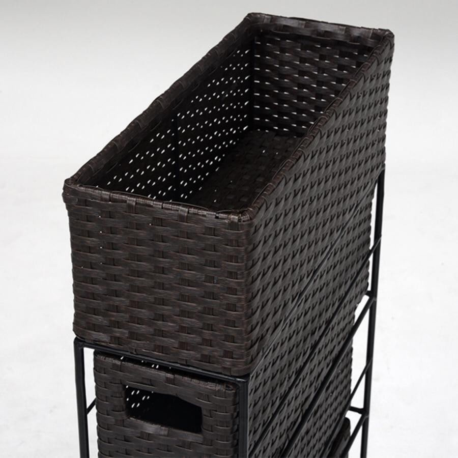 スリムランドリーラック3段(幅15cm) ホワイト