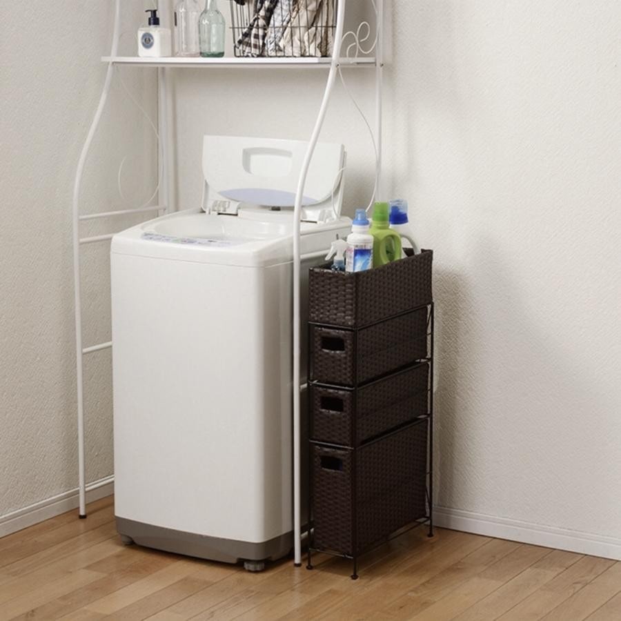 スリムランドリーラック3段(幅15cm) ホワイト