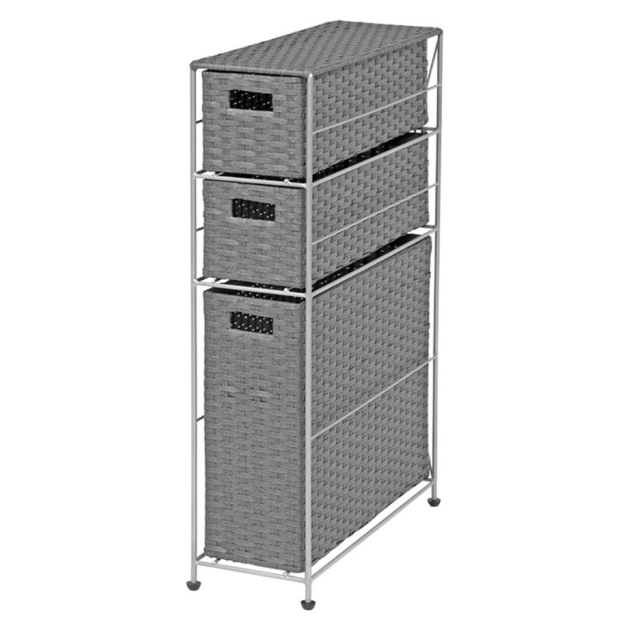 スリムランドリーラック（上部カゴなし） グレイ