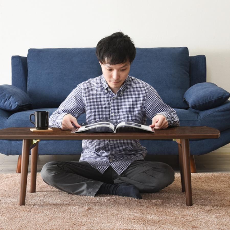 折れ脚ローテーブル〈レクタングル〉(110cm幅) ブラウン