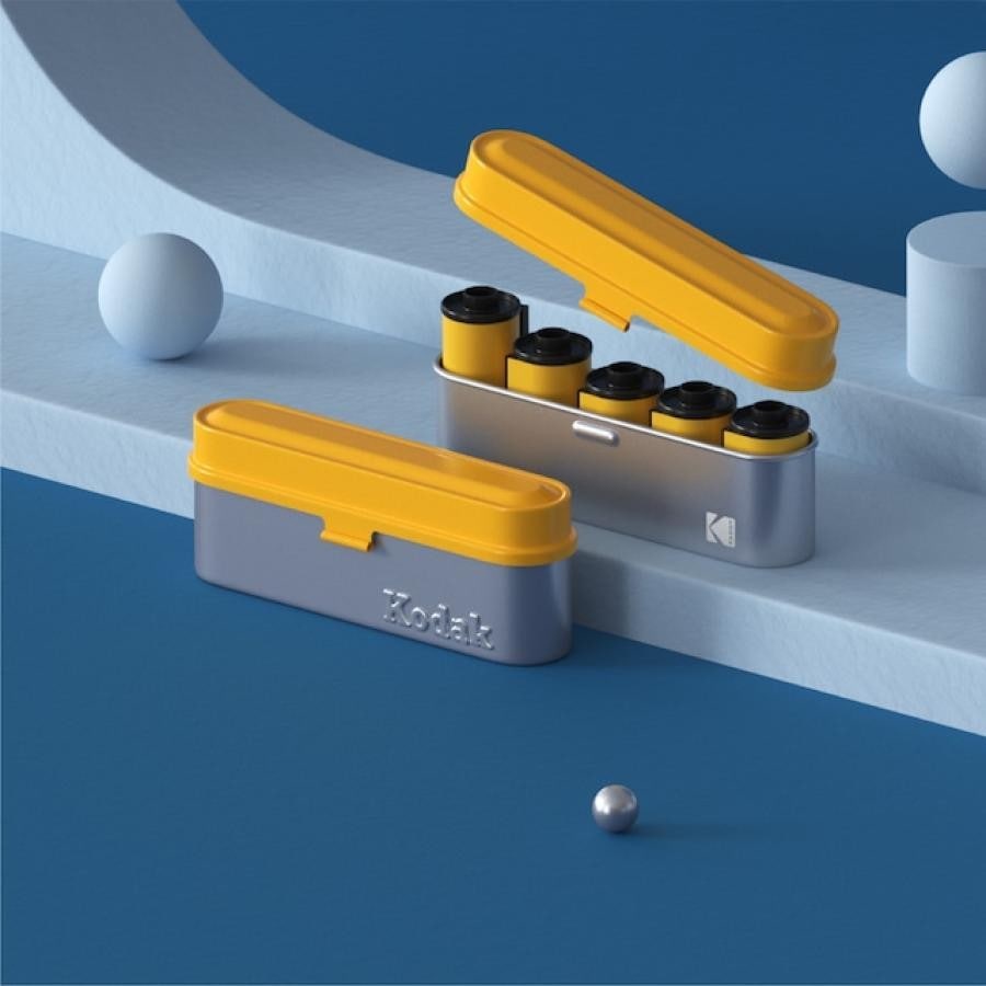 KODAK フィルムケース - 35mmフィルム5ロール用 - コンパクト  レトロスチールケース　　ブラック ブラック