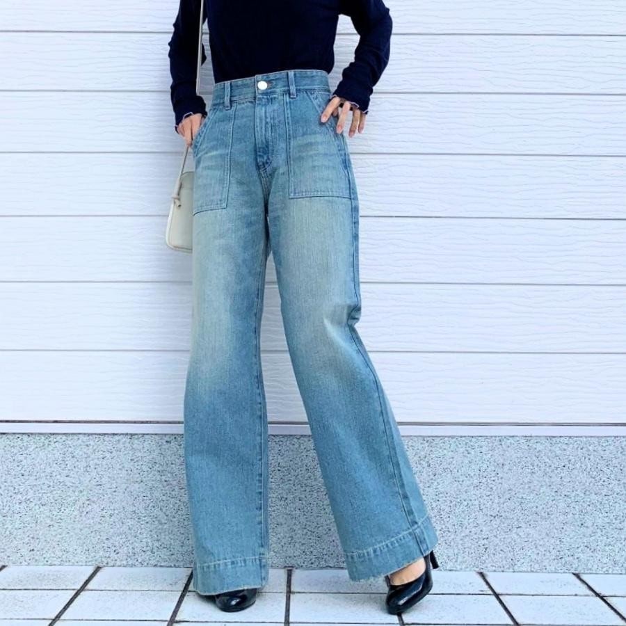 Q girl ワイドデニムブリーチ ブリーチ S