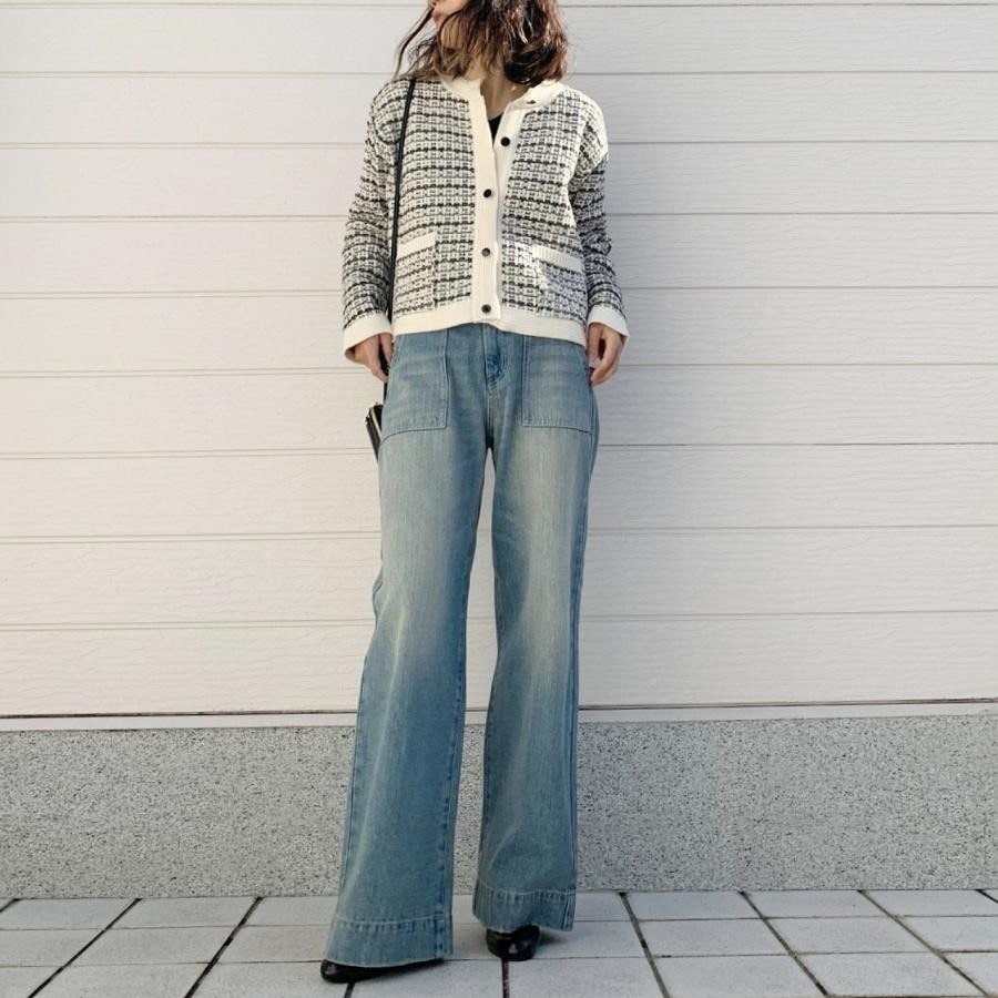 Q girl ワイドデニムブリーチ ブリーチ S