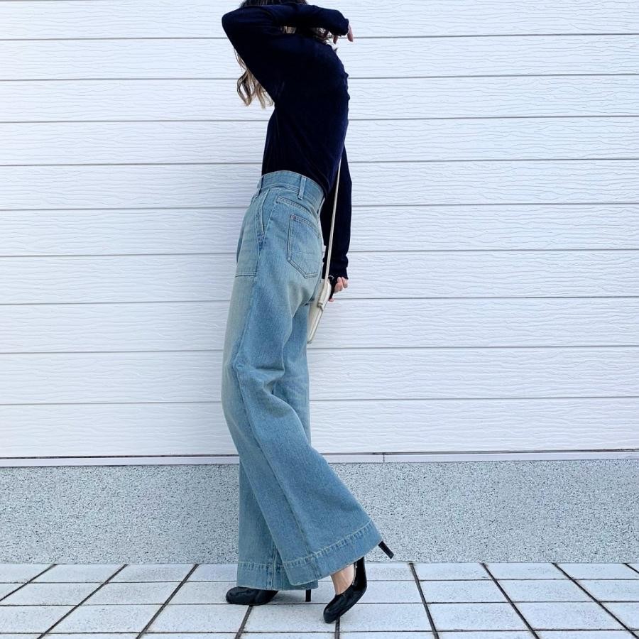 Q girl ワイドデニムブリーチ ブリーチ S