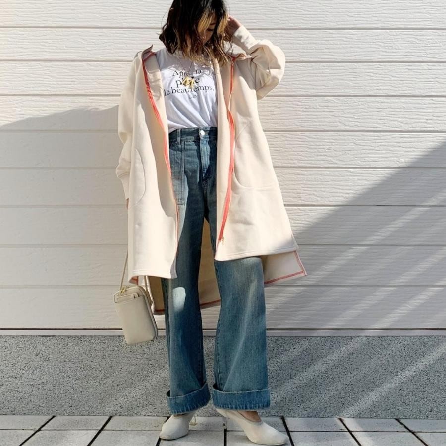 Q girl ワイドデニムブリーチ ブリーチ L