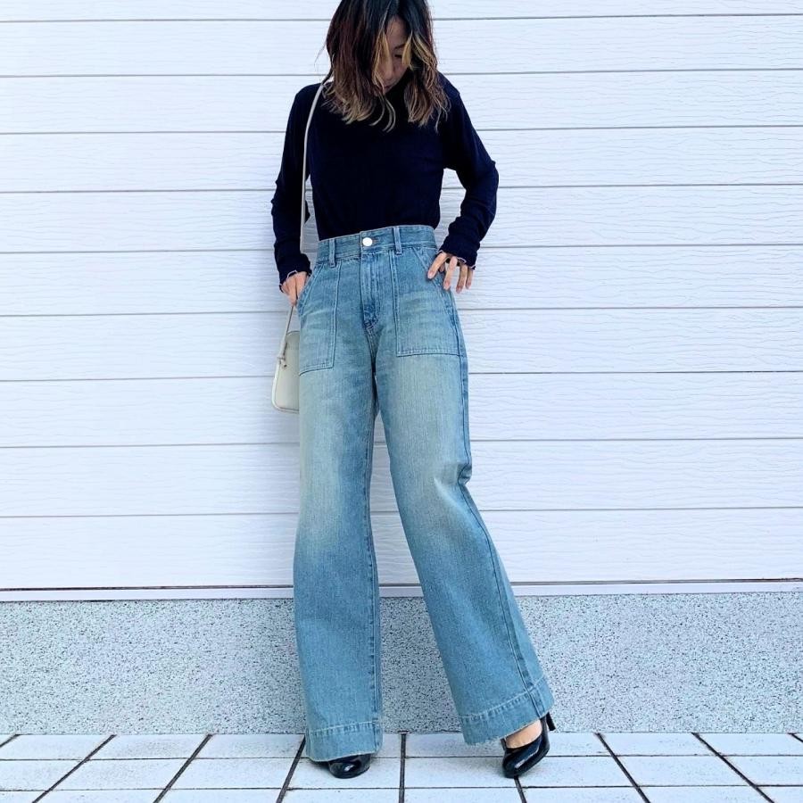 Q girl ワイドデニムブリーチ ブリーチ L