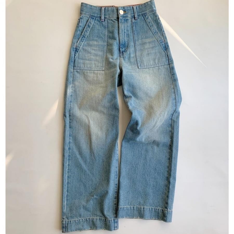 Q girl ワイドデニムブリーチ ブリーチ L