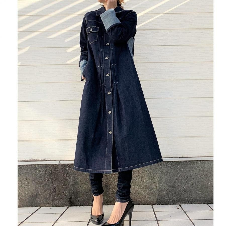 デニムロングジャケット インディゴ Free