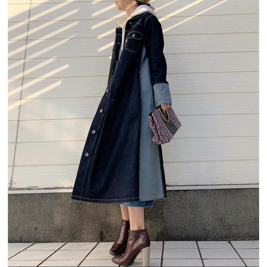 デニムロングジャケット インディゴ Free